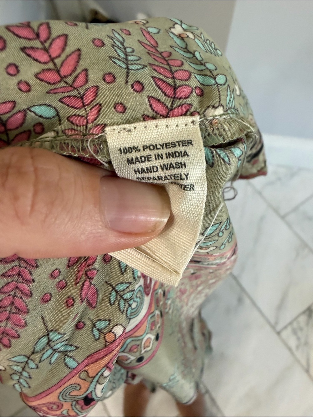 Camille & Co. Women’s Small (but loose!) Olive green paisley ruffle collar maxi - Picture 7 of 7